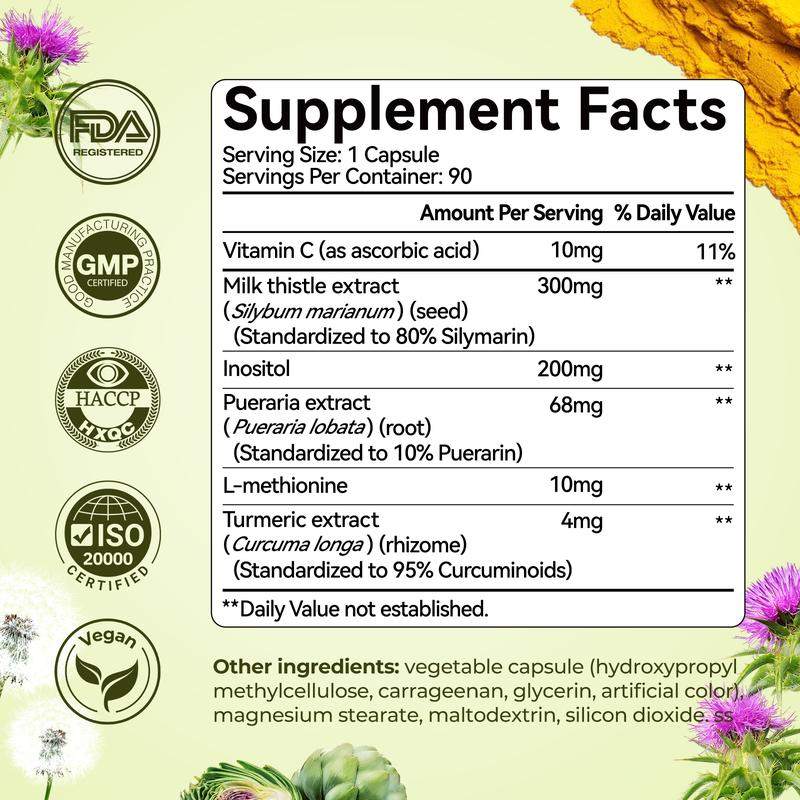 Milk Thistle Liver Detox & Colon Cleanse, Natural Liver Health Support ,90 Capsules silymarin