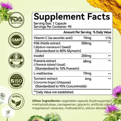 Milk Thistle Liver Detox & Colon Cleanse, Natural Liver Health Support ,90 Capsules silymarin