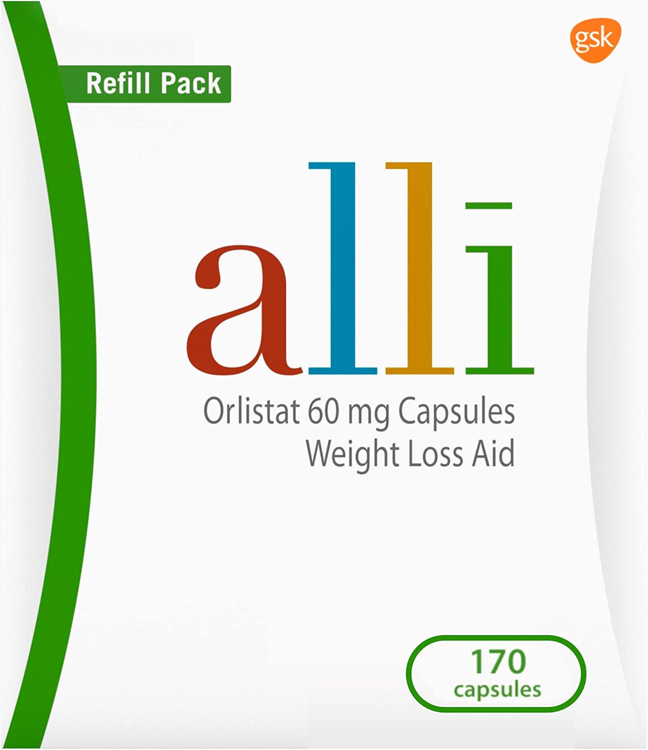 Non Prescription Weight Loss Aid, 120 Count Refill Pack,60 mg Capsules